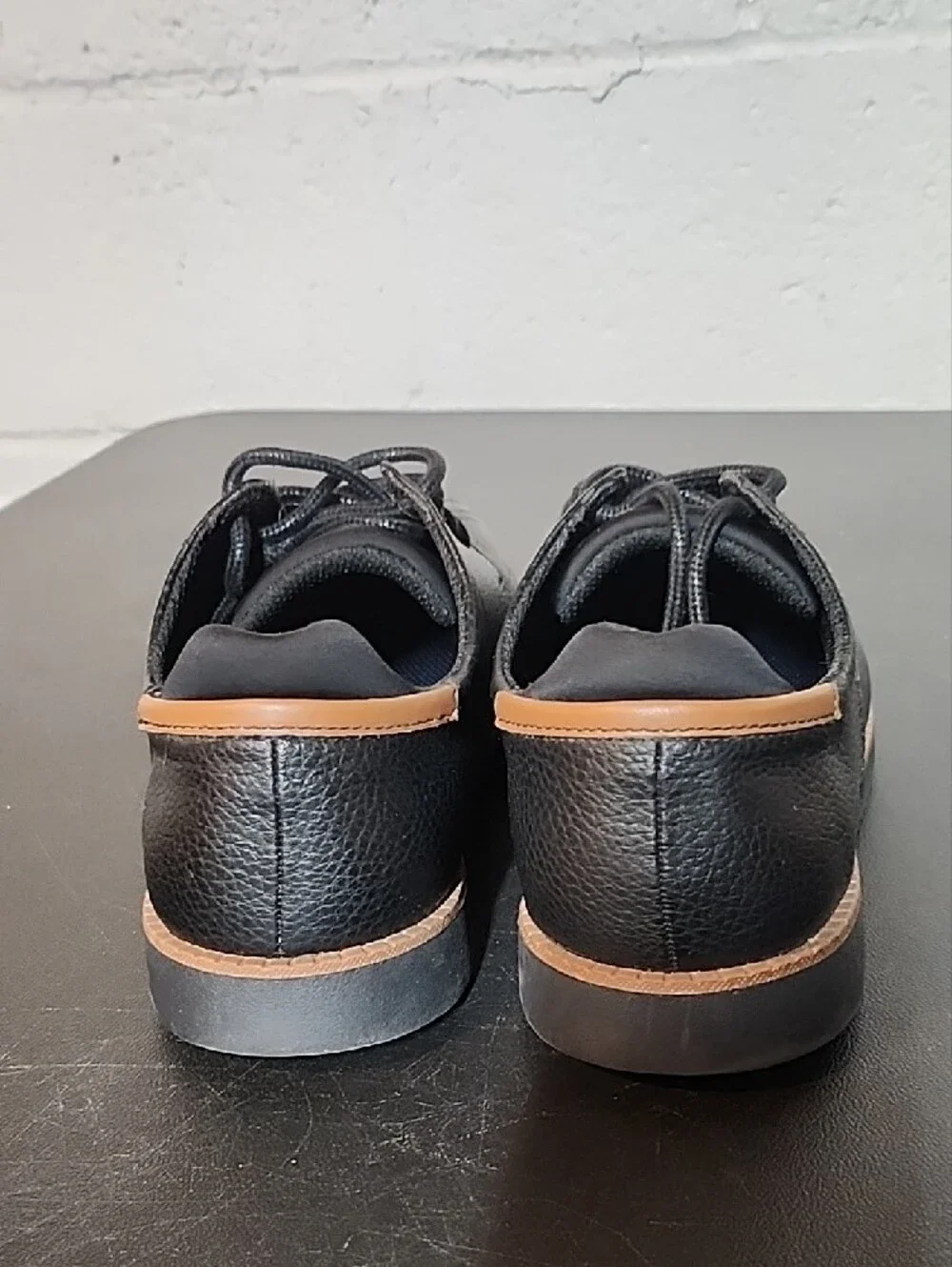 Dr. Scholl's Black Lace-Up Oxfords with Tan Trim